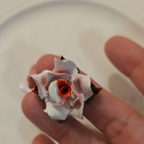 Vintage Rosette Clip Pink and Red Rose Earrings, Garden Party, Hamptons Chic - Picture 6 of 10